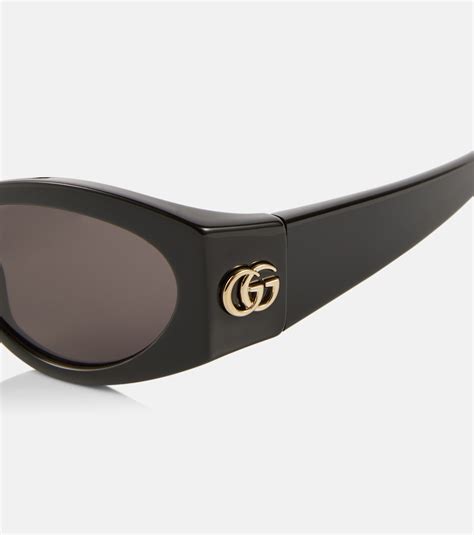 gucci black oval sunglasses|gucci ladies oval sunglasses black.